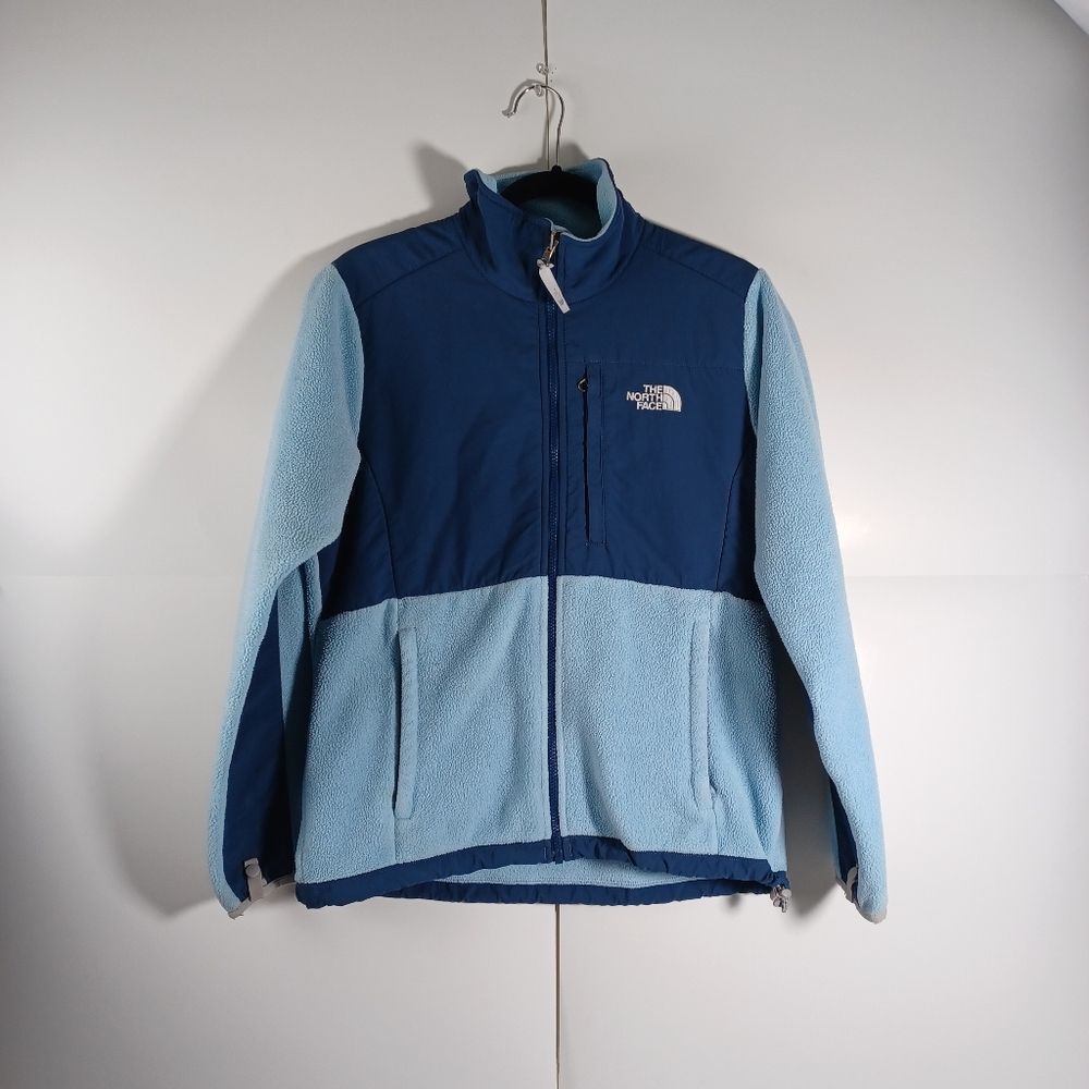 The North Face Womens denali Polartec  jacket  medium Ice Blue Navy Full Zip